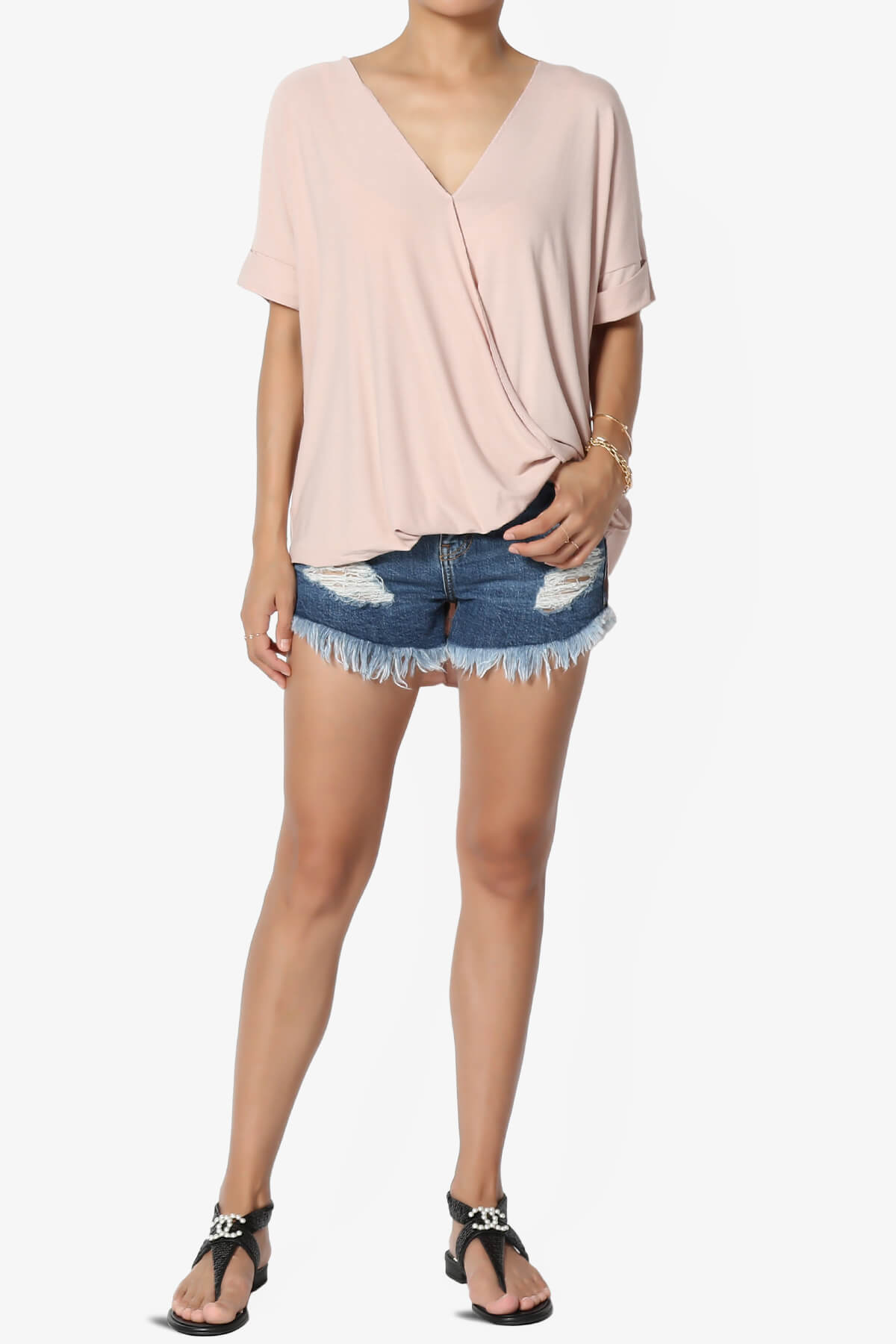 Tackle Wrap Hi-Low Crepe Knit Top DUSTY BLUSH_6