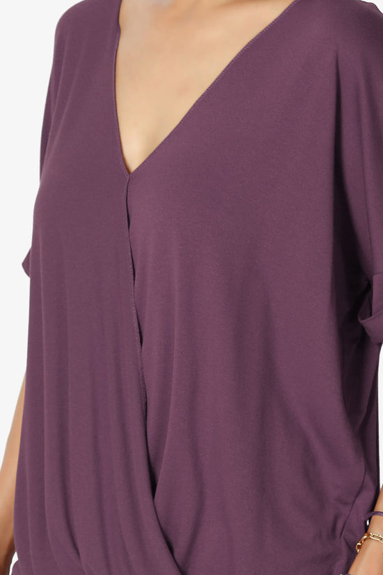 Tackle Wrap Hi-Low Crepe Knit Top DUSTY PLUM_5