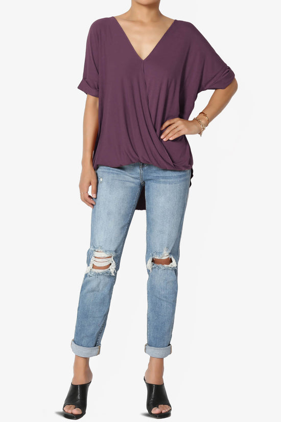 Tackle Wrap Hi-Low Crepe Knit Top DUSTY PLUM_6