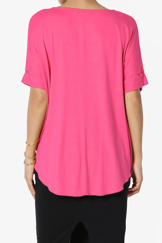 Tackle Wrap Hi-Low Crepe Knit Top FUCHSIA_2