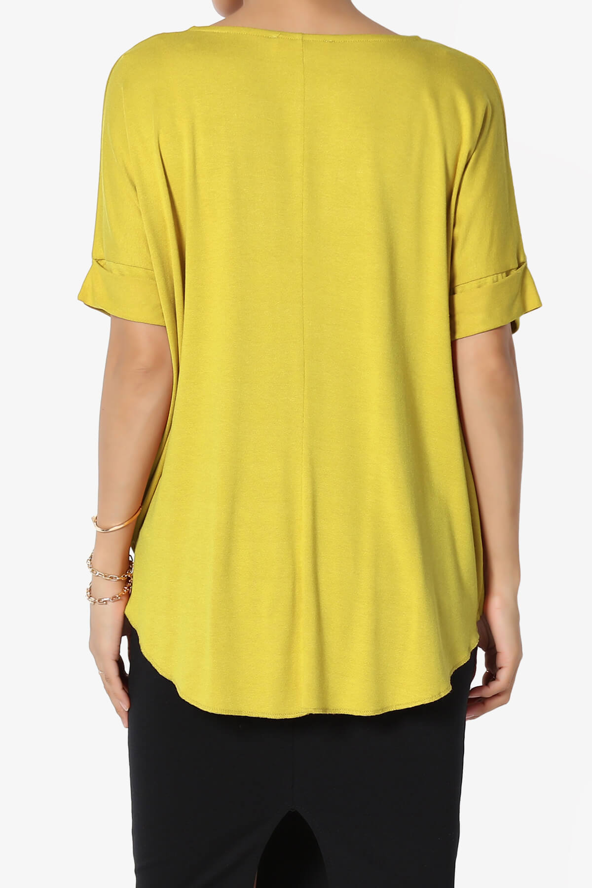 Tackle Wrap Hi-Low Crepe Knit Top GOLDEN WASABI_2
