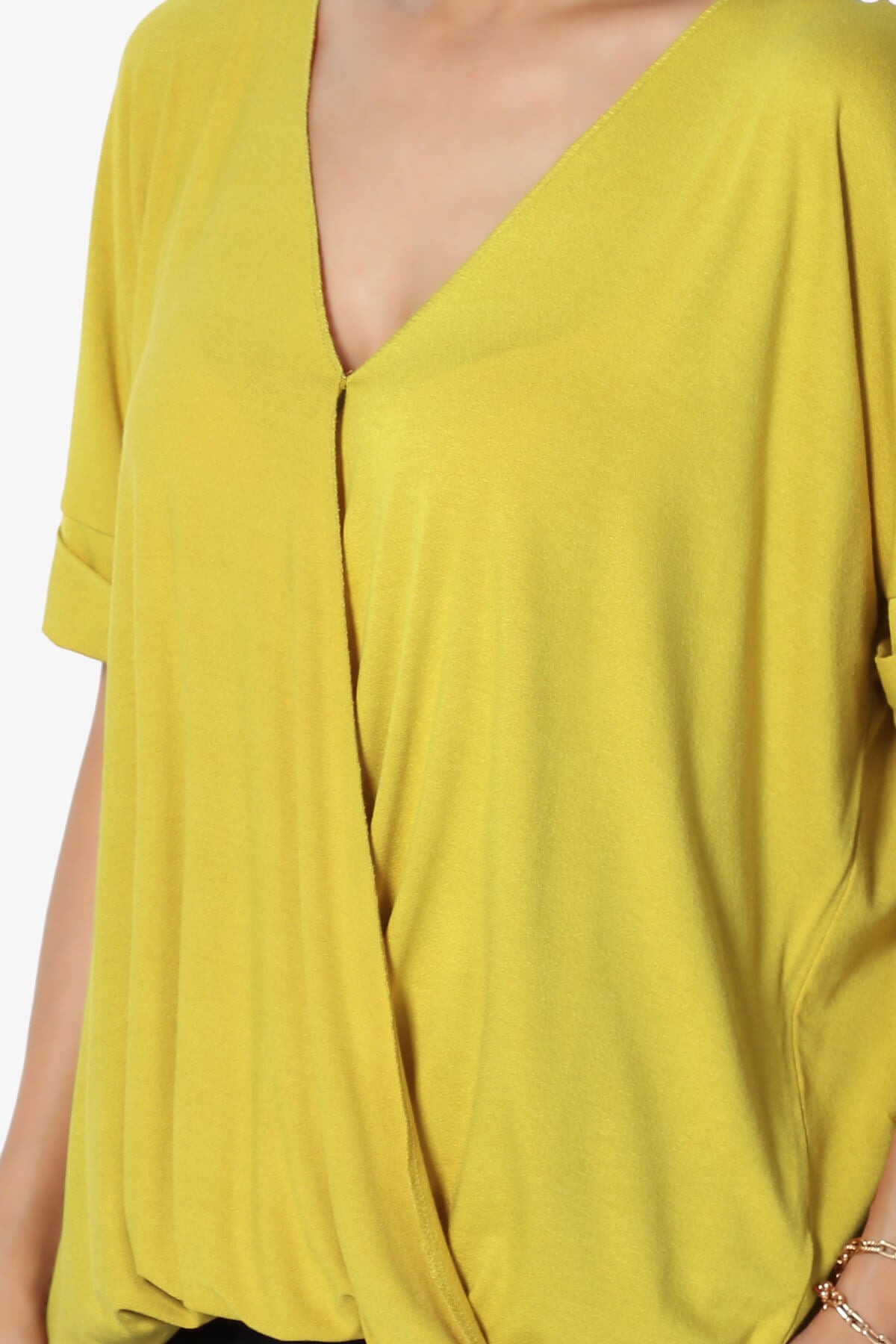 Tackle Wrap Hi-Low Crepe Knit Top GOLDEN WASABI_5