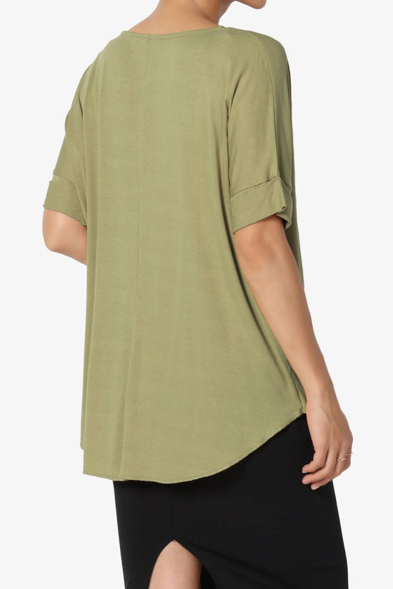 Tackle Wrap Hi-Low Crepe Knit Top KHAKI GREEN_4