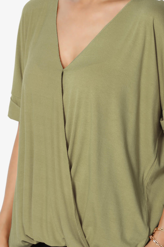 Tackle Wrap Hi-Low Crepe Knit Top KHAKI GREEN_5