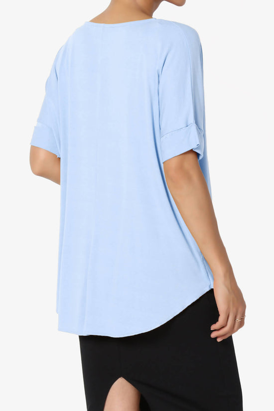 Tackle Wrap Hi-Low Crepe Knit Top LIGHT BLUE_4