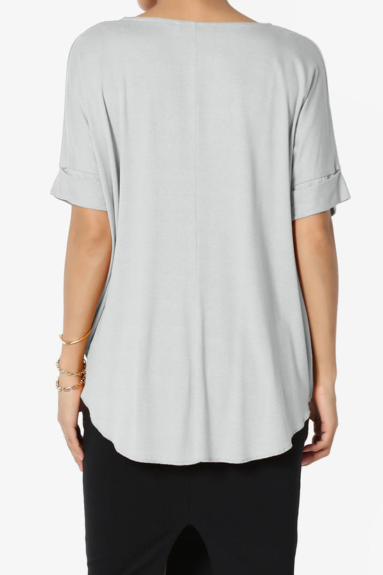 Tackle Wrap Hi-Low Crepe Knit Top LIGHT GREY_2