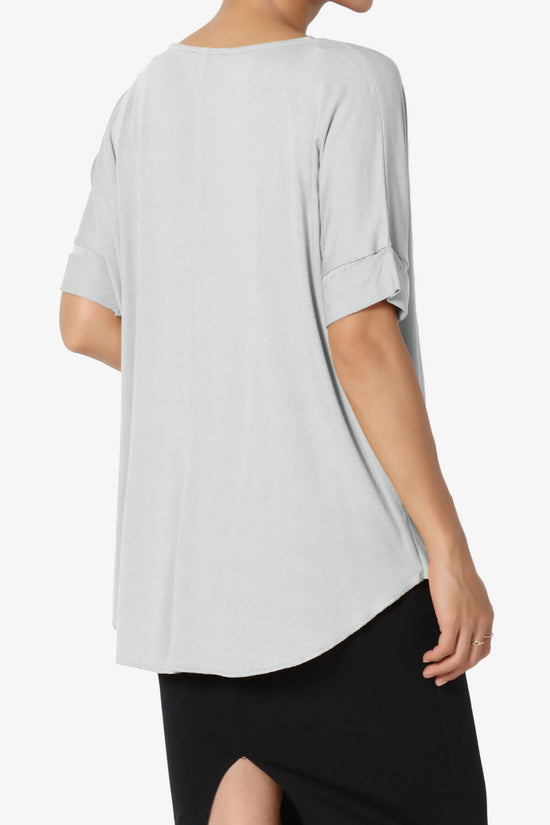 Tackle Wrap Hi-Low Crepe Knit Top LIGHT GREY_4