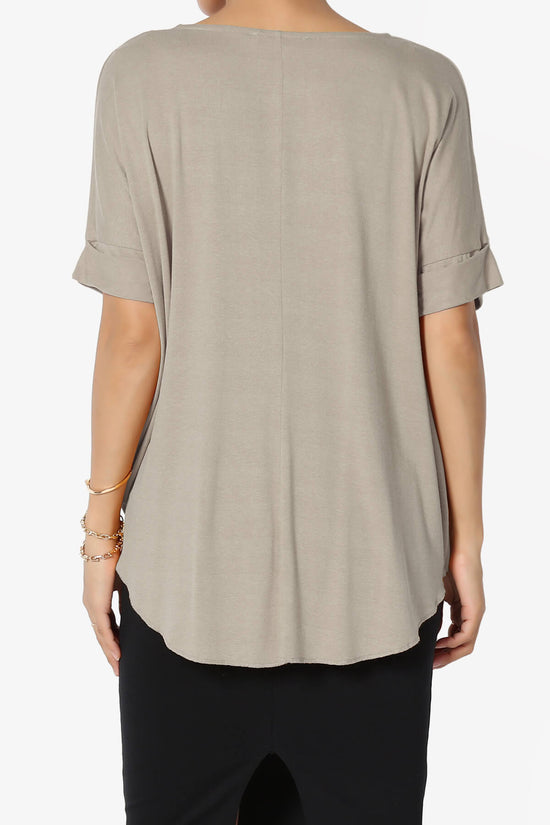 Tackle Wrap Hi-Low Crepe Knit Top LIGHT MOCHA_2