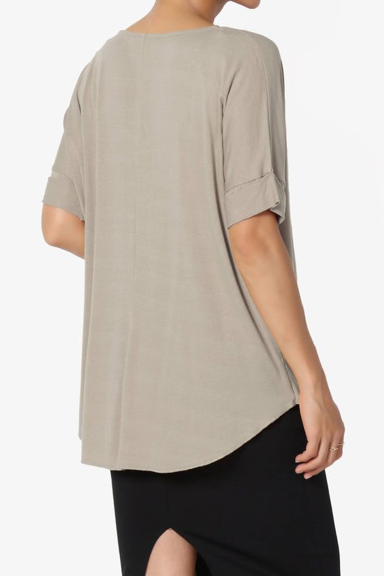 Tackle Wrap Hi-Low Crepe Knit Top LIGHT MOCHA_4