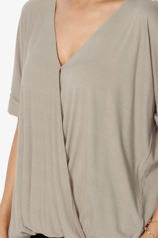 Tackle Wrap Hi-Low Crepe Knit Top LIGHT MOCHA_5