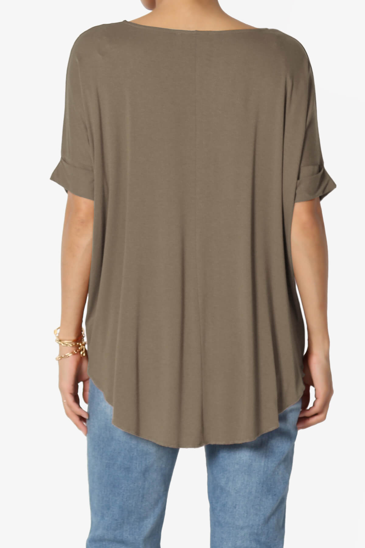 Tackle Wrap Hi-Low Crepe Knit Top MOCHA_2