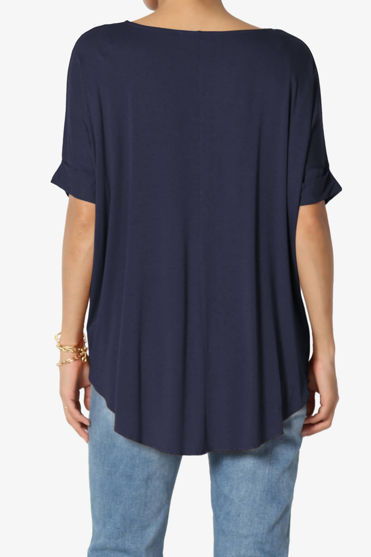 Tackle Wrap Hi-Low Crepe Knit Top NAVY_2