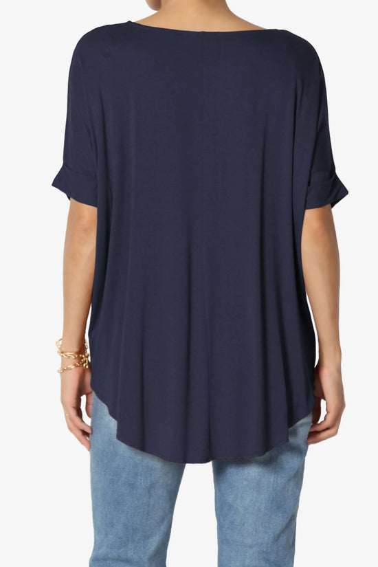 Tackle Wrap Hi-Low Crepe Knit Top NAVY_2