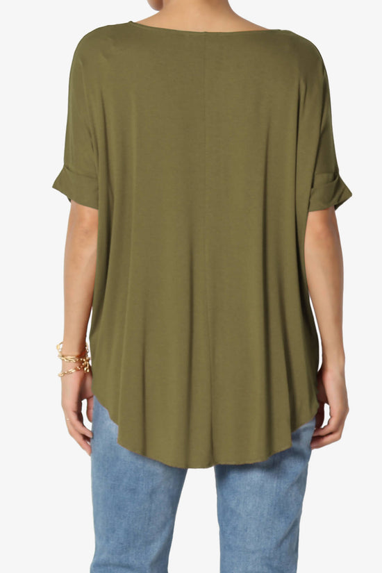 Tackle Wrap Hi-Low Crepe Knit Top OLIVE KHAKI_2