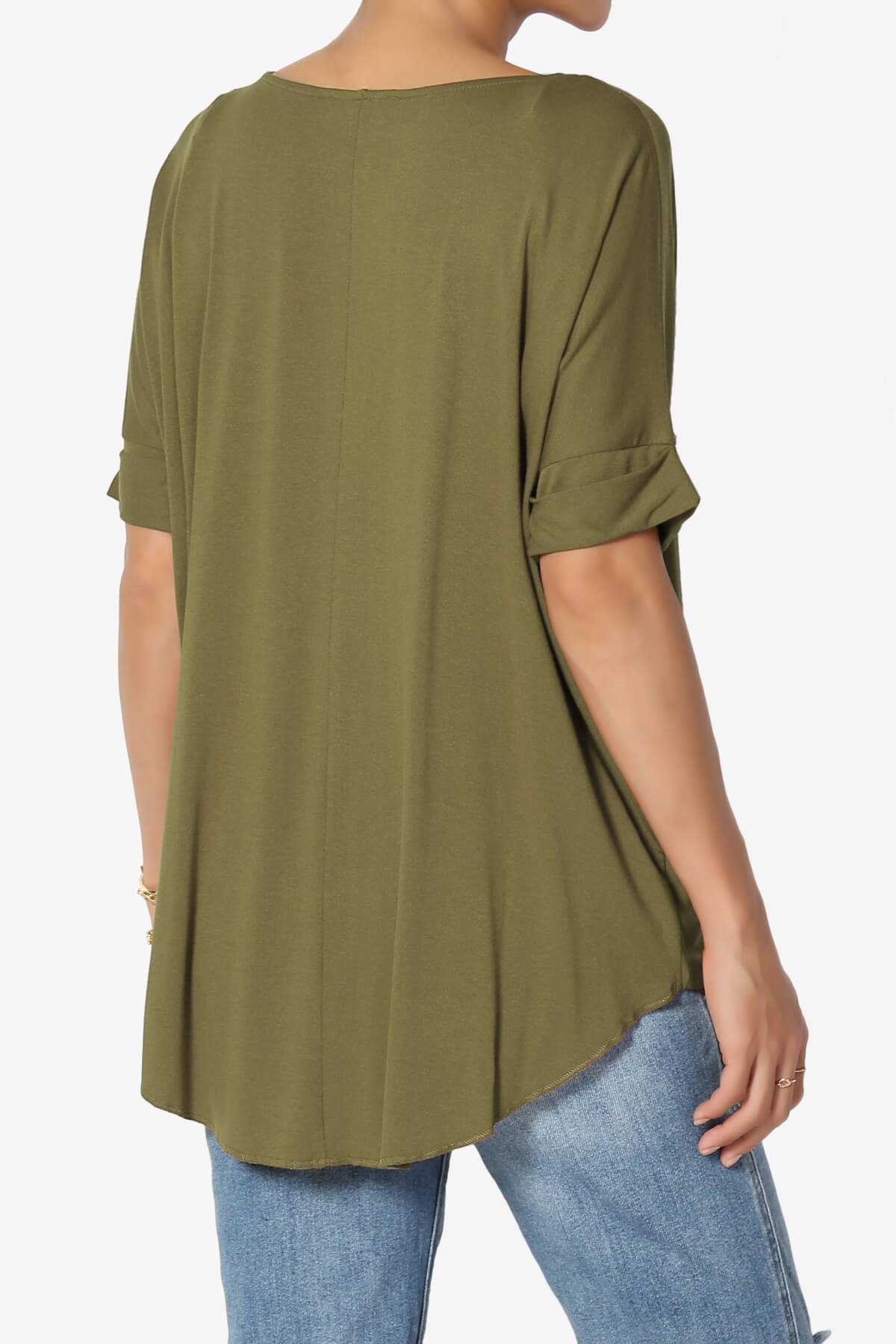 Tackle Wrap Hi-Low Crepe Knit Top OLIVE KHAKI_4