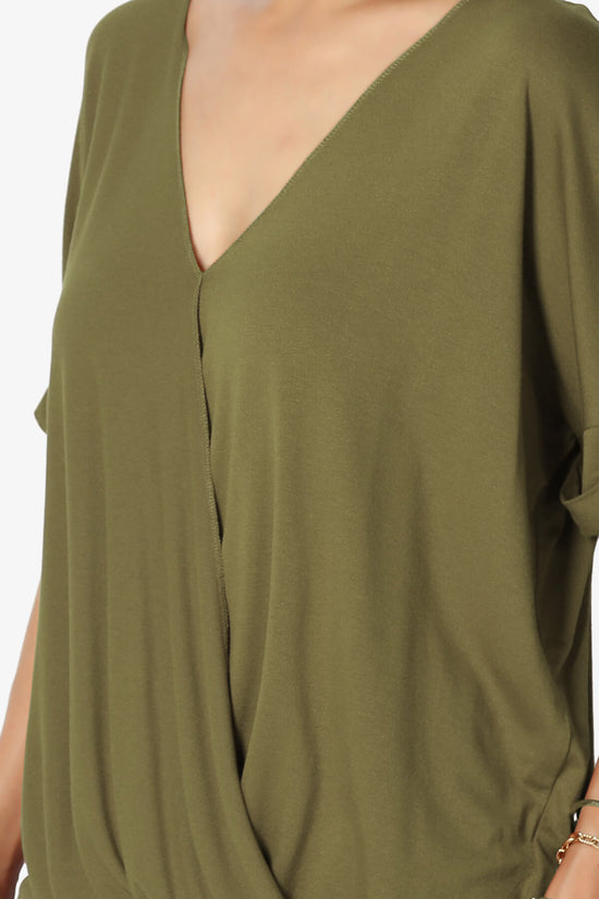 Tackle Wrap Hi-Low Crepe Knit Top OLIVE KHAKI_5