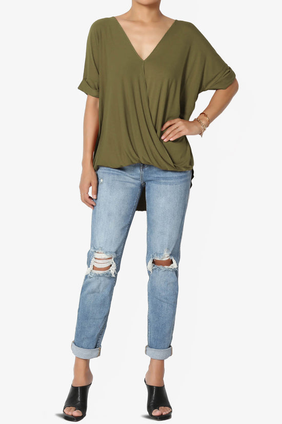 Tackle Wrap Hi-Low Crepe Knit Top OLIVE KHAKI_6