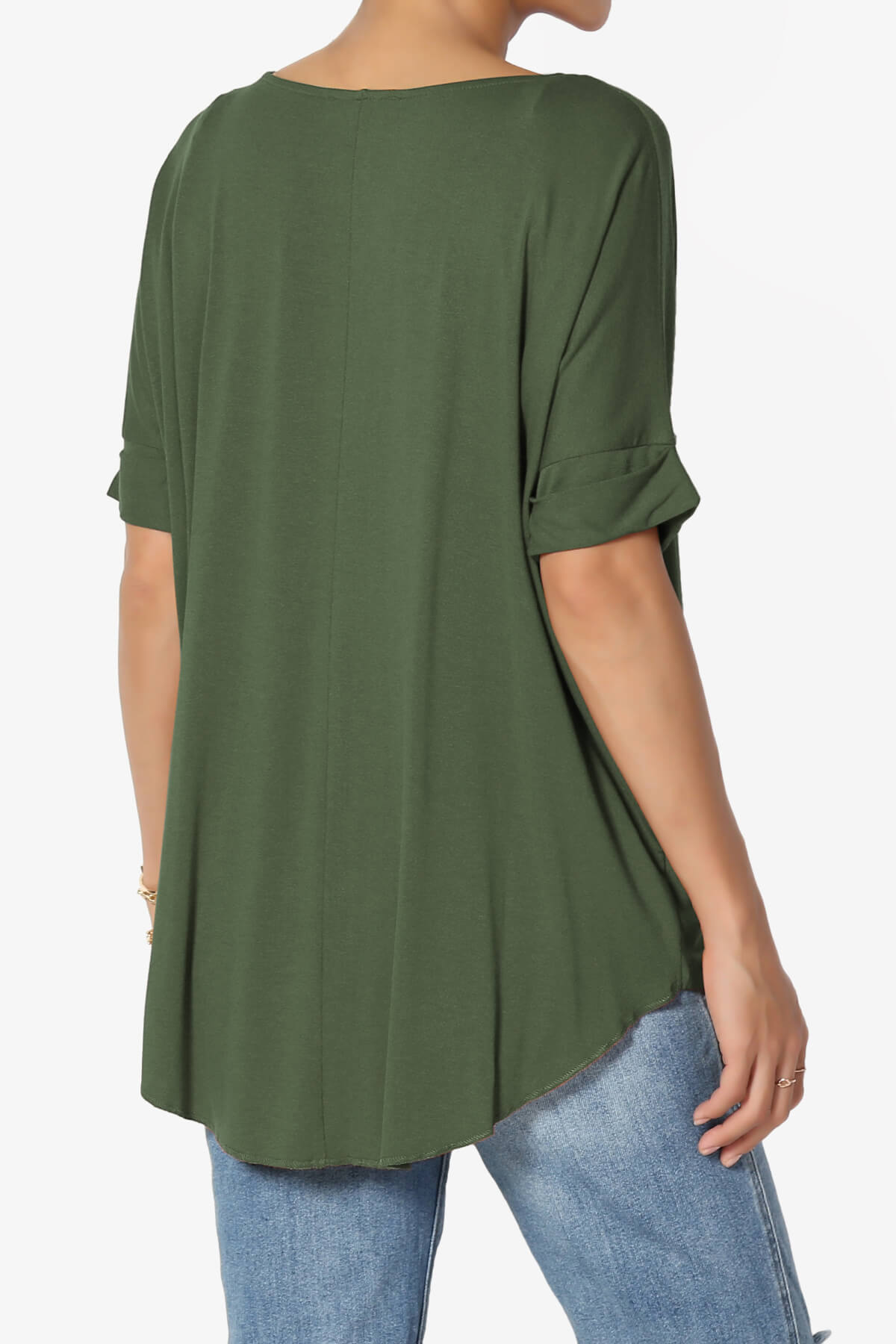 Tackle Wrap Hi-Low Crepe Knit Top OLIVE_4