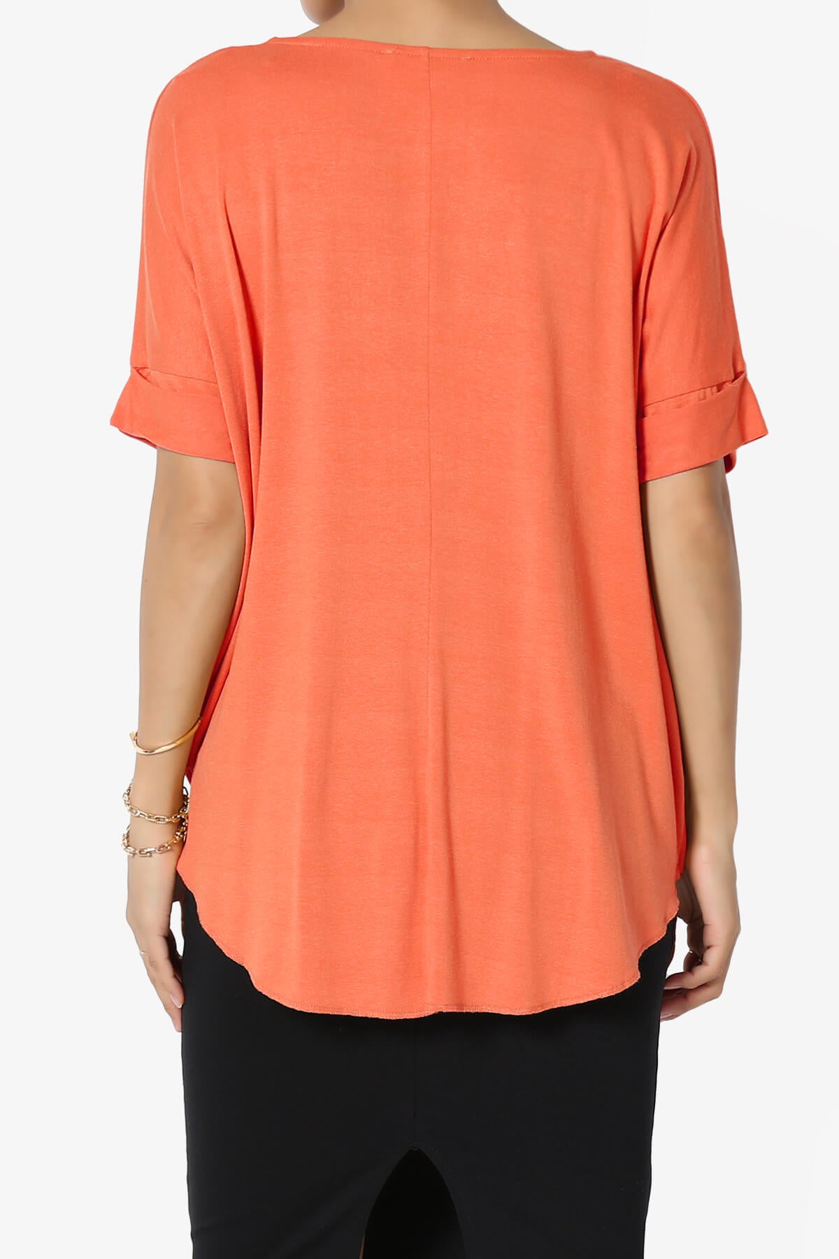 Tackle Wrap Hi-Low Crepe Knit Top ORANGE_2