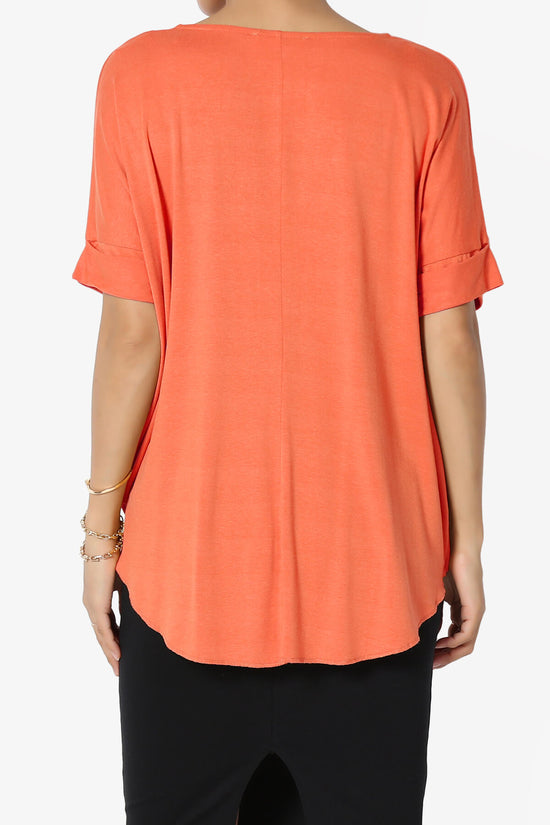Tackle Wrap Hi-Low Crepe Knit Top ORANGE_2