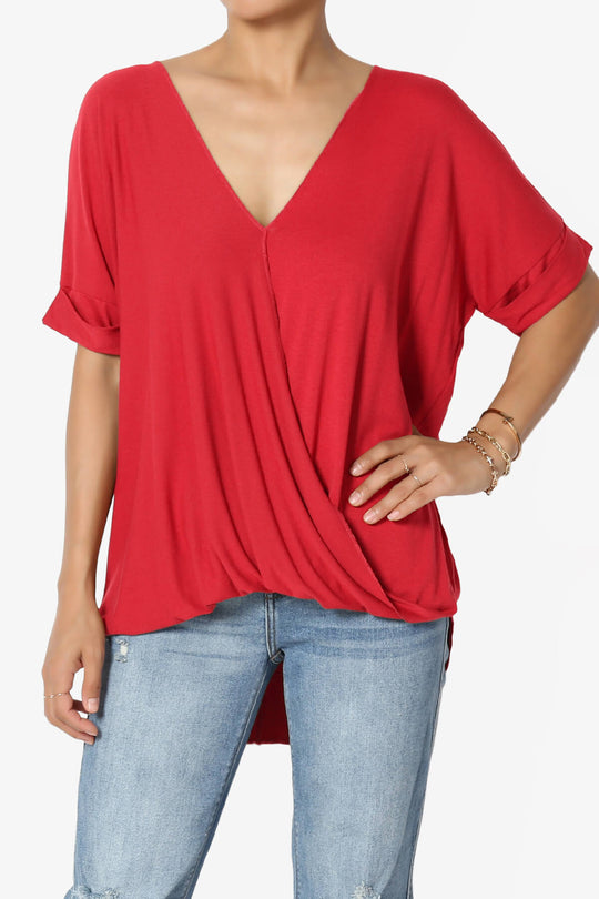 Tackle Wrap Hi-Low Crepe Knit Top MORE COLORS