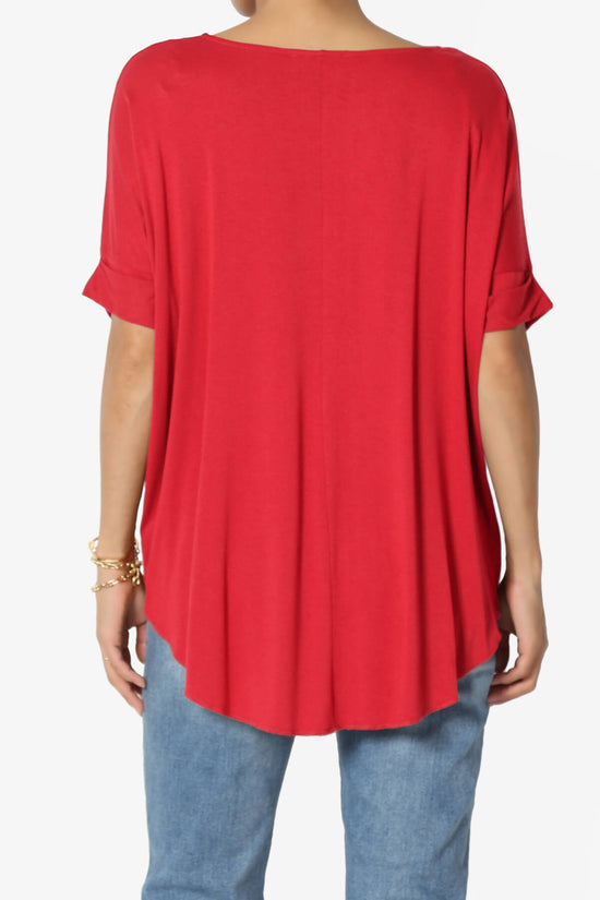 Tackle Wrap Hi-Low Crepe Knit Top RED_2