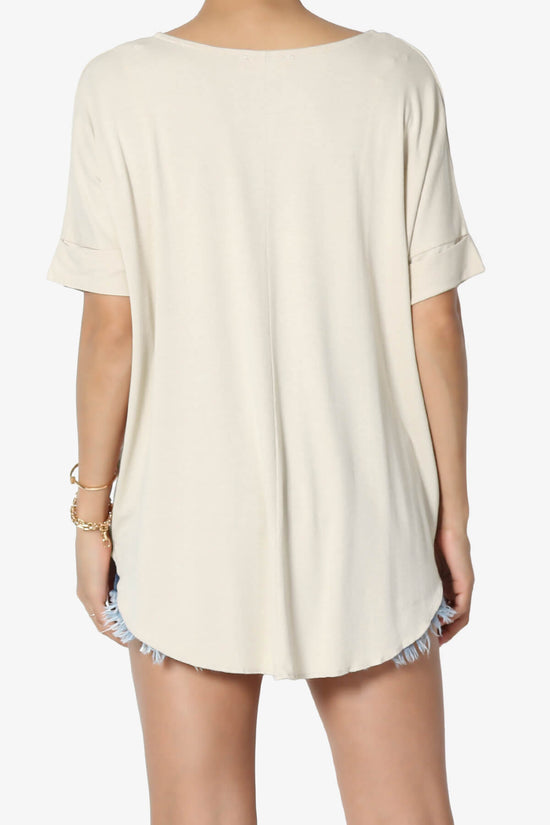 Tackle Wrap Hi-Low Crepe Knit Top SAND BEIGE_2