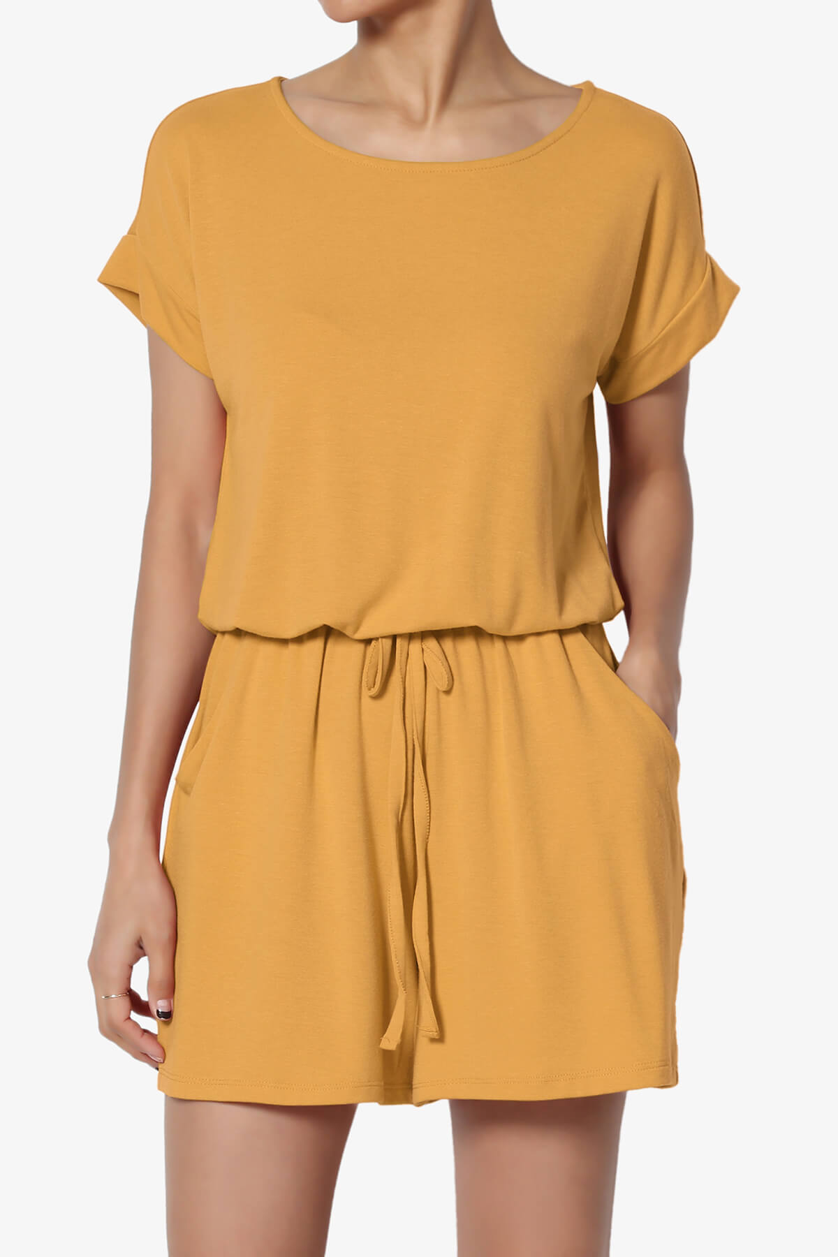 Tina Short Sleeve Jersey Romper GOLDEN MUSTARD_1