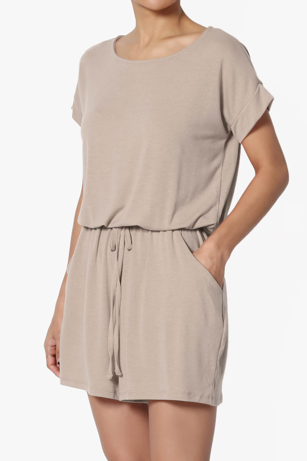 Tina Short Sleeve Jersey Romper LIGHT MOCHA_3