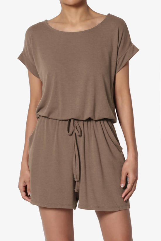 Tina Short Sleeve Jersey Romper MOCHA_1