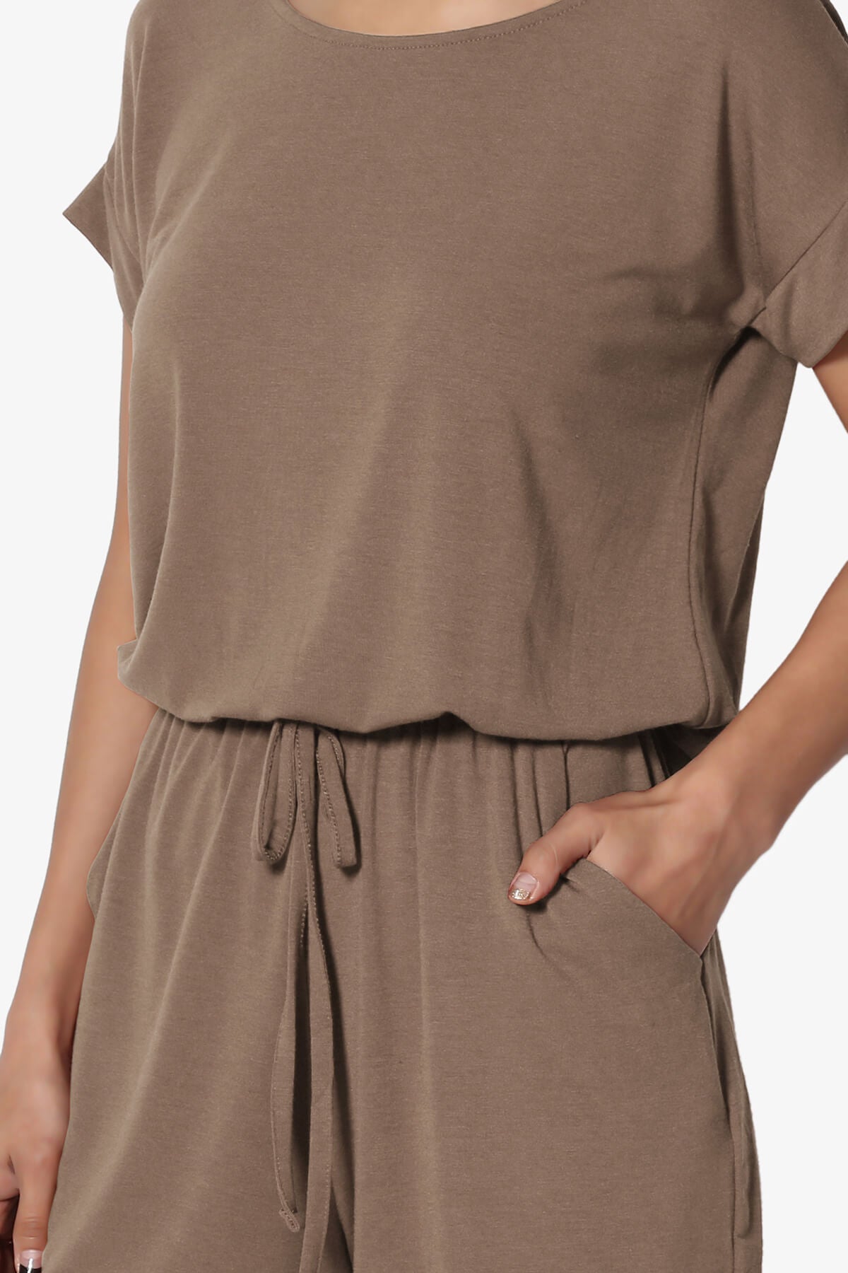 Tina Short Sleeve Jersey Romper MOCHA_5