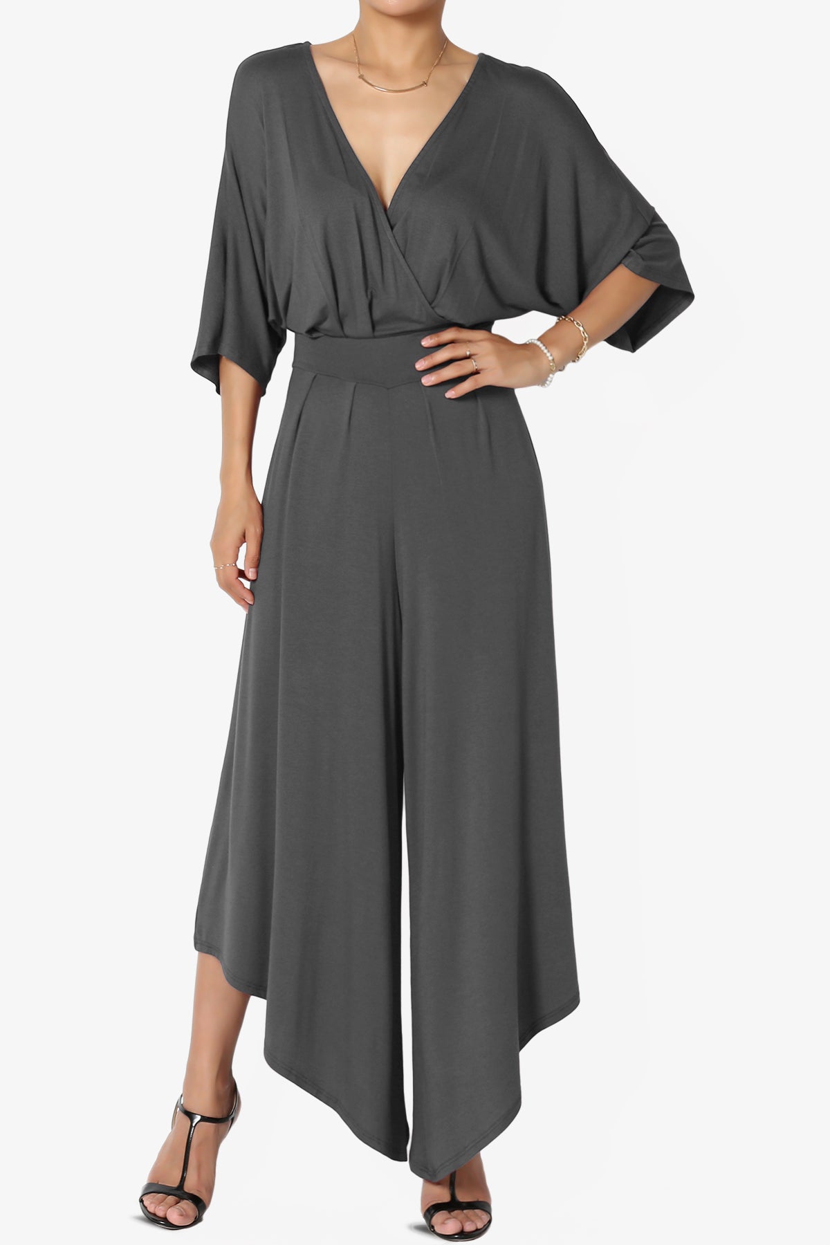 Genie Surplice Wrap Asymmertic Wide Leg Jumpsuit