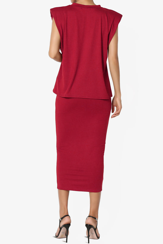 Joey Padded Shoulder Tank Top & Midi Pencil Skirt SET
