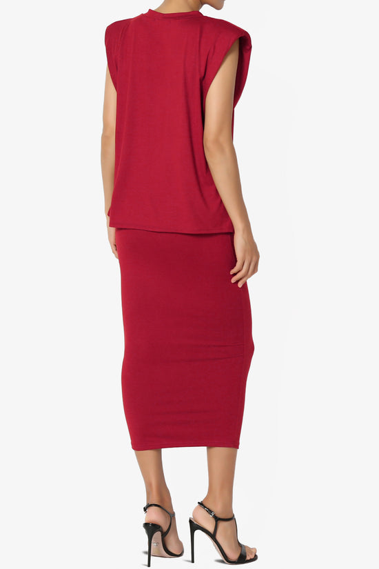 Joey Padded Shoulder Tank Top & Midi Pencil Skirt SET