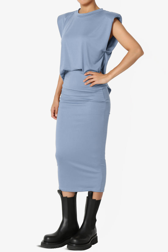 Joey Padded Shoulder Tank Top & Midi Pencil Skirt SET