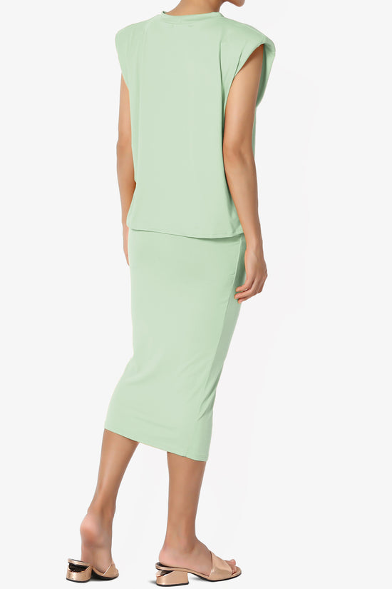 Joey Padded Shoulder Tank Top & Midi Pencil Skirt SET
