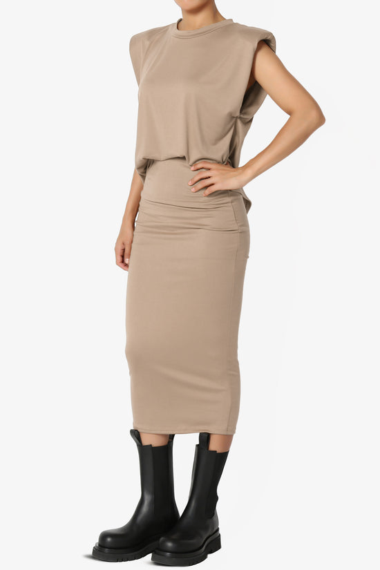 Joey Padded Shoulder Tank Top & Midi Pencil Skirt SET
