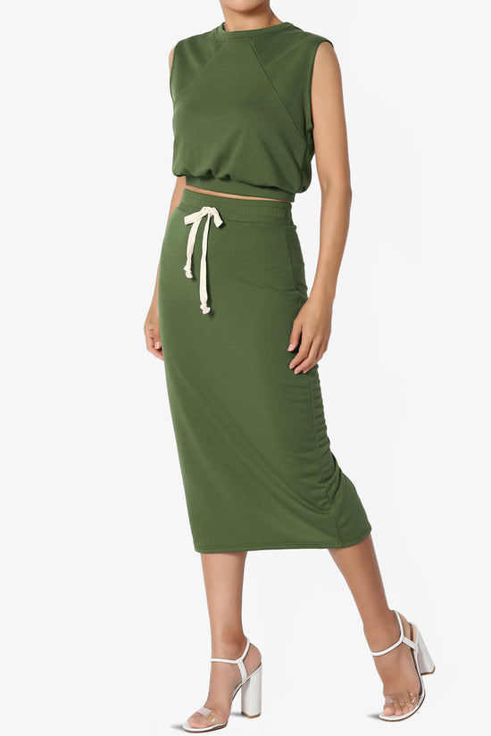 Discreet Crop Tank Top & Midi Skirt SET PLUS