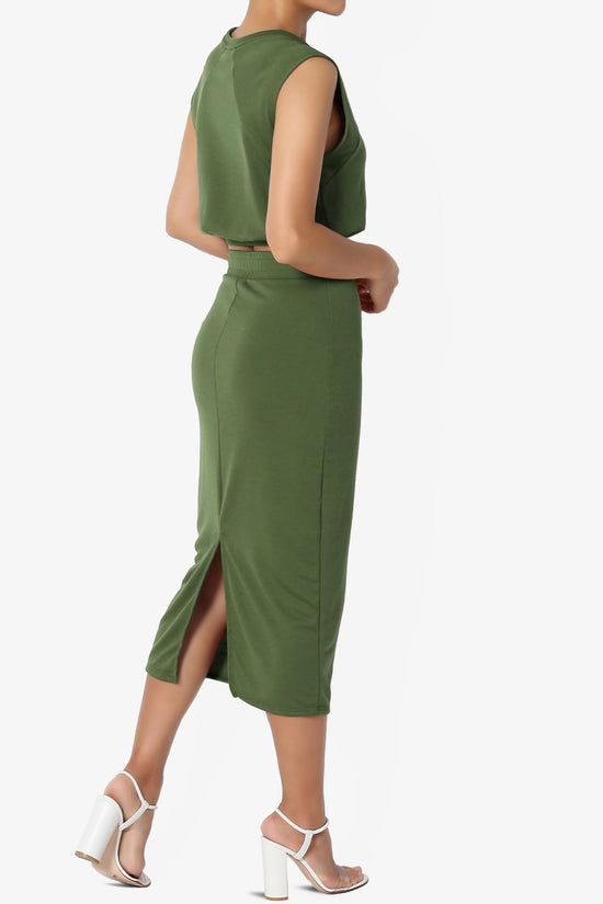 Discreet Crop Tank Top & Midi Skirt SET PLUS
