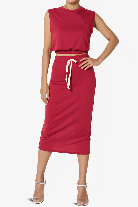 Discreet Crop Tank Top & Midi Skirt SET PLUS