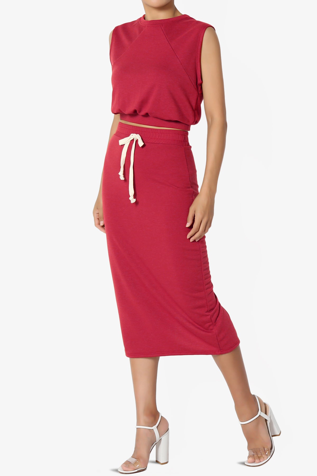 Discreet Crop Tank Top & Midi Skirt SET PLUS