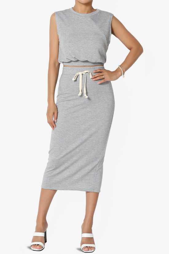 Discreet Crop Tank Top & Midi Skirt SET PLUS