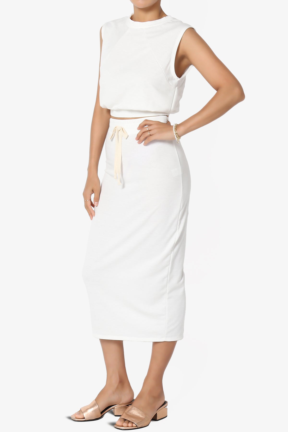 Discreet Crop Tank Top & Midi Skirt SET PLUS