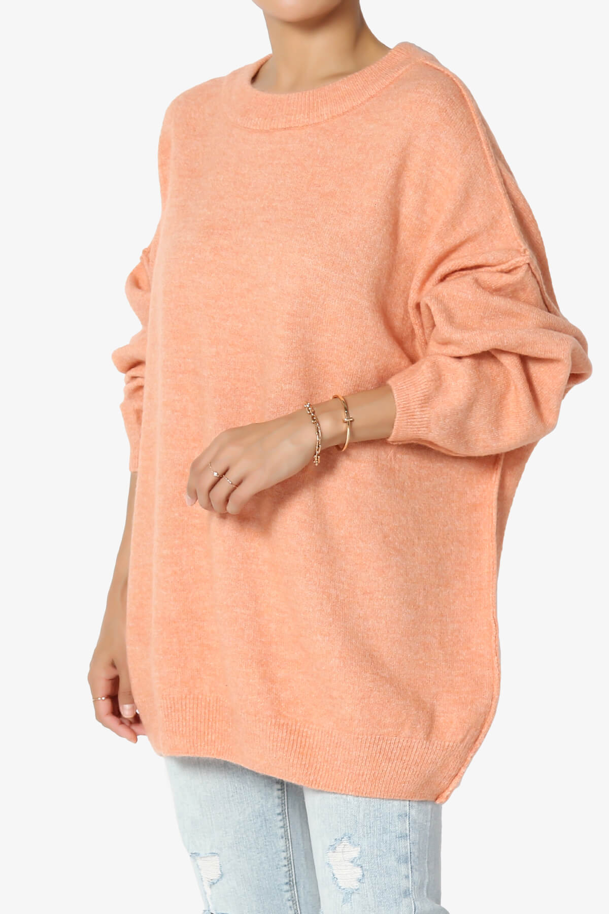 Troopa Oversized Melange Sweater CORAL_3
