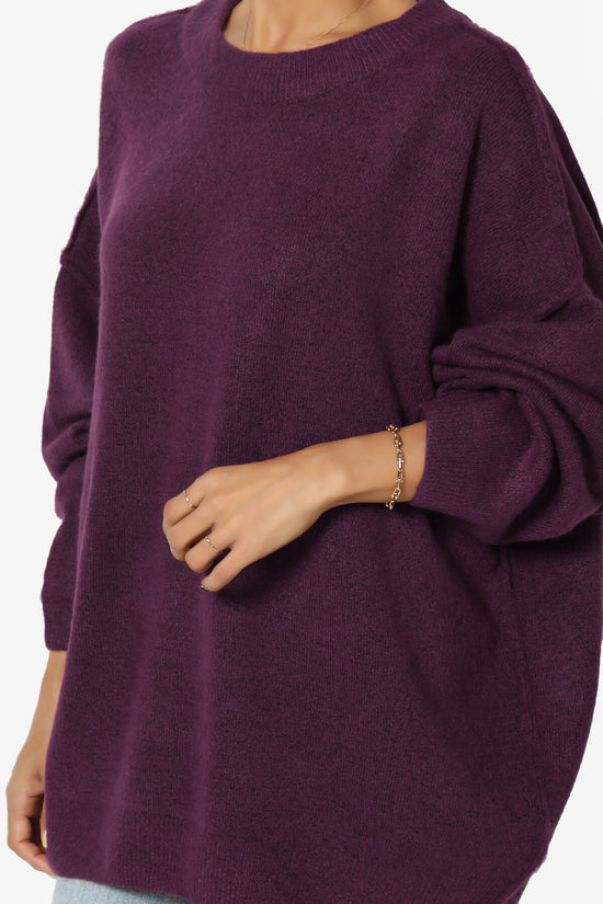 Troopa Oversized Melange Sweater DARK PLUM_5