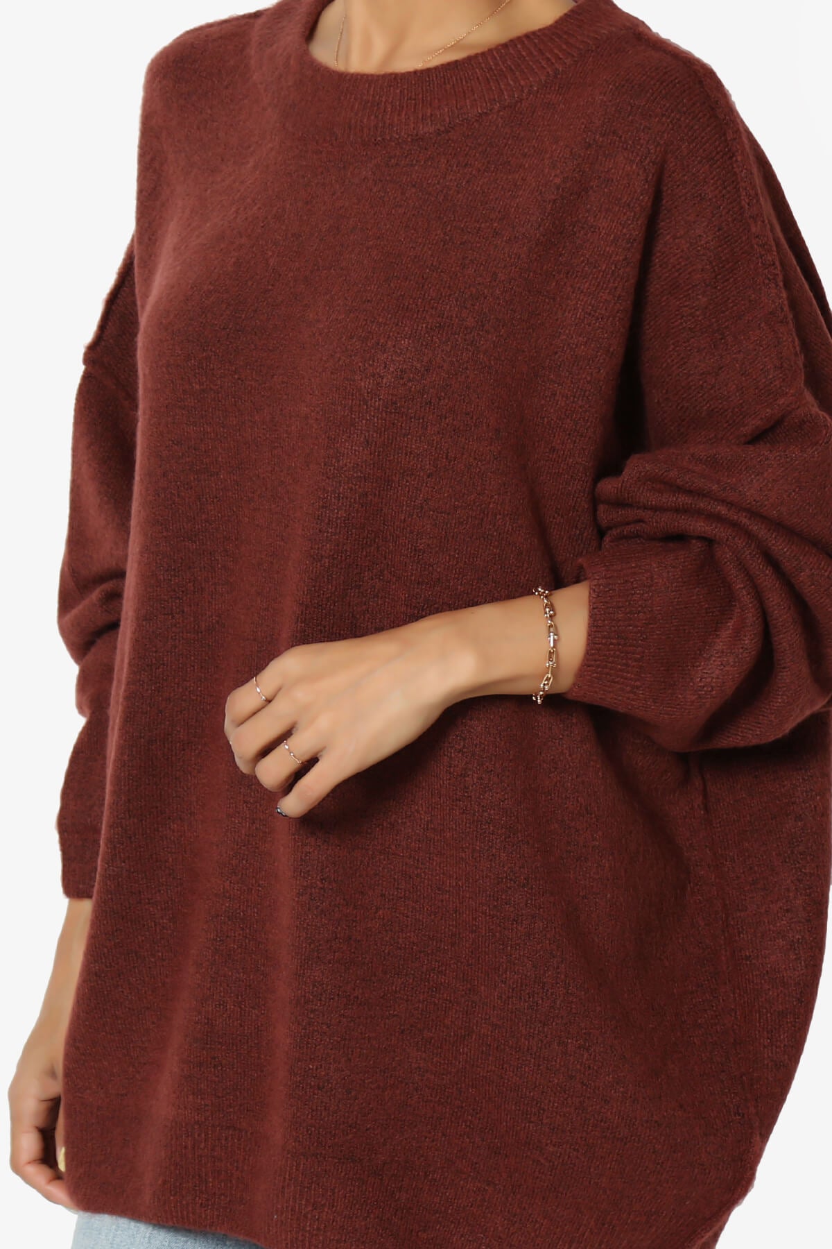 Troopa Oversized Melange Sweater DARK RUST_5