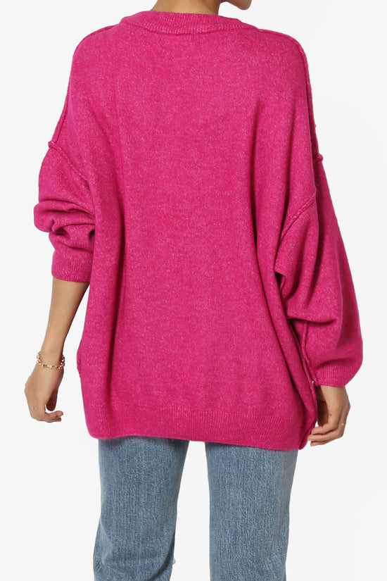 Troopa Oversized Melange Sweater MAGENTA_2