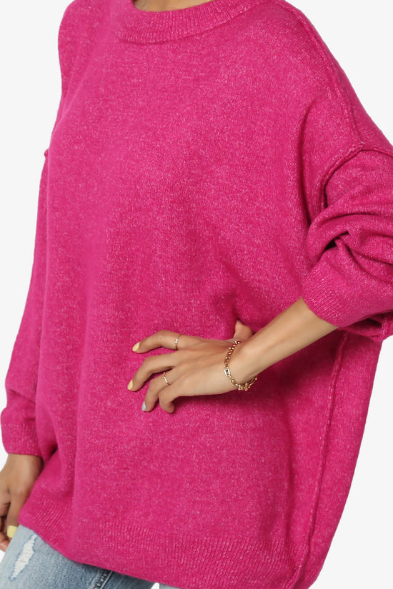 Troopa Oversized Melange Sweater MAGENTA_5