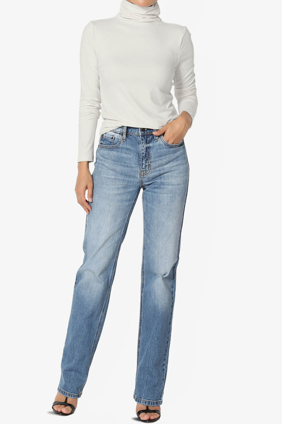 Viable Ruched Turtle Neck Long Sleeve Top BONE_6