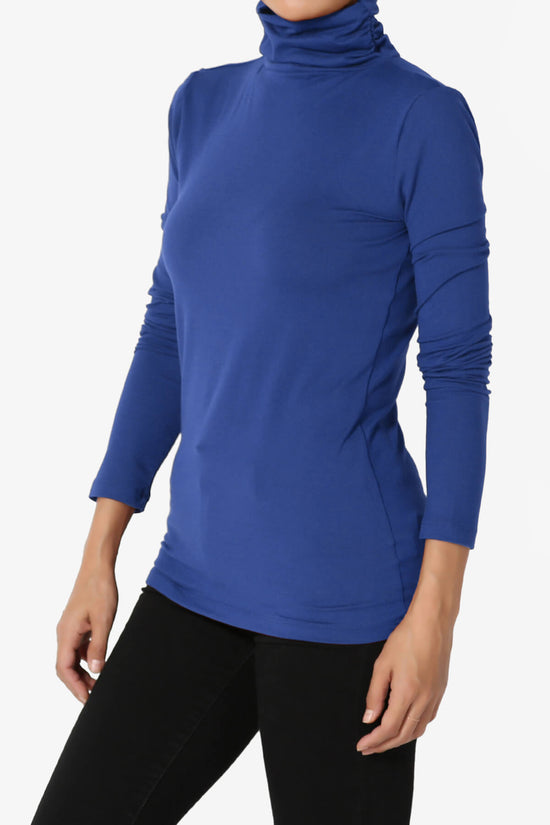 Viable Ruched Turtle Neck Long Sleeve Top MID NAVY_3